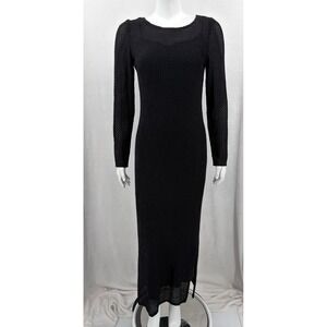 Vintage Jackie Bernard Dress Womens 4 Navy Mesh Knit Maxi Formal Whimsigoth Y2K